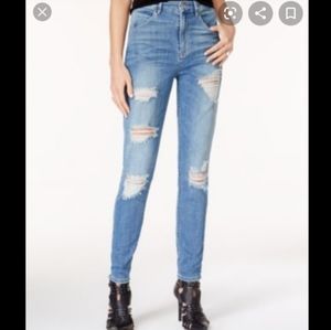 Guess high waist distressed skinny jeans